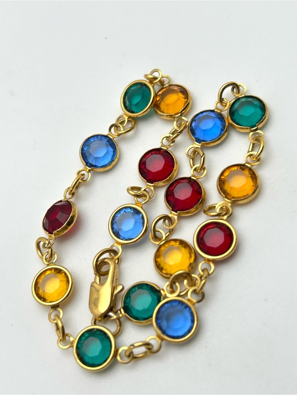 Crystal Bezel Gold Anklet